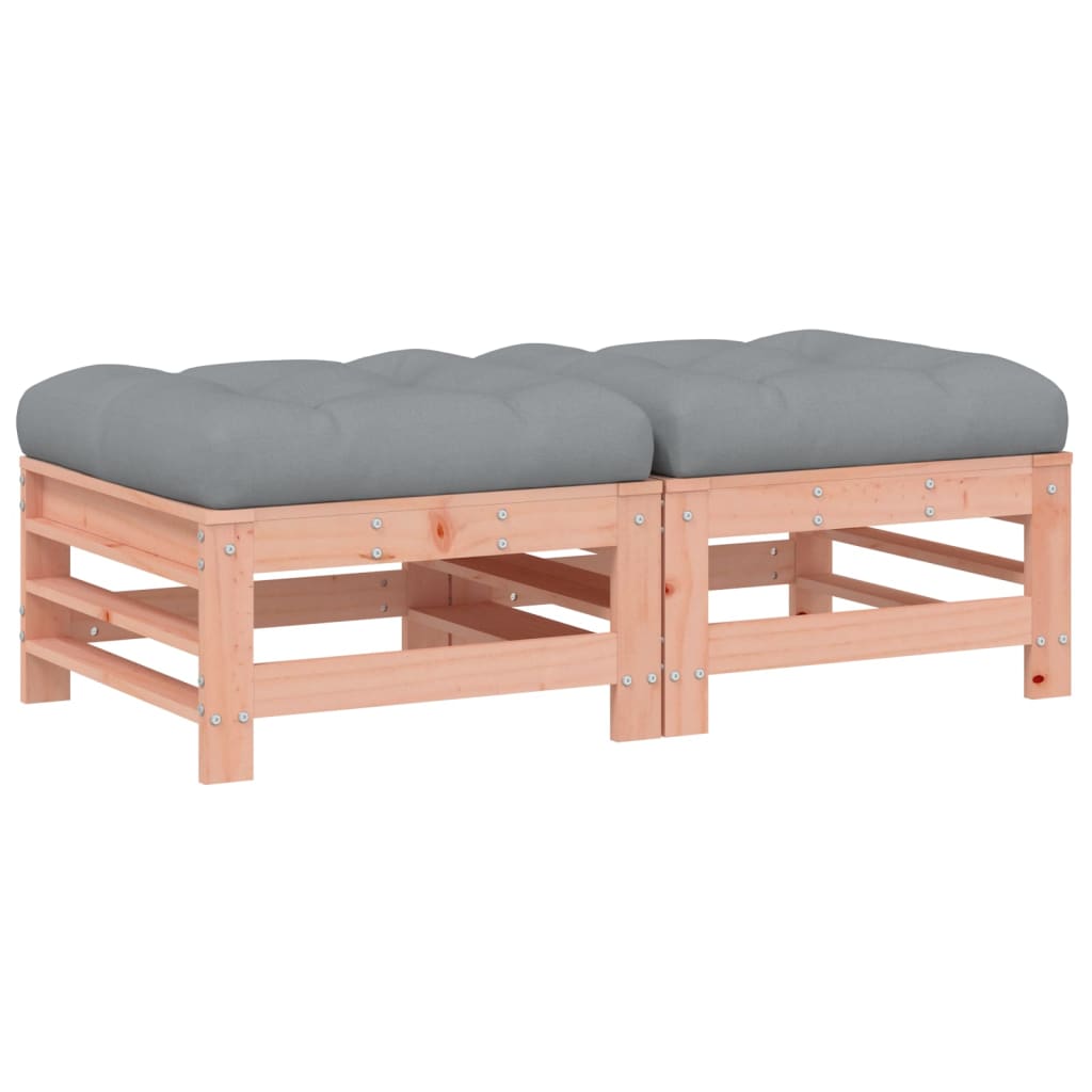Garden footrest with cushions 2 pcs solid wood Douglas