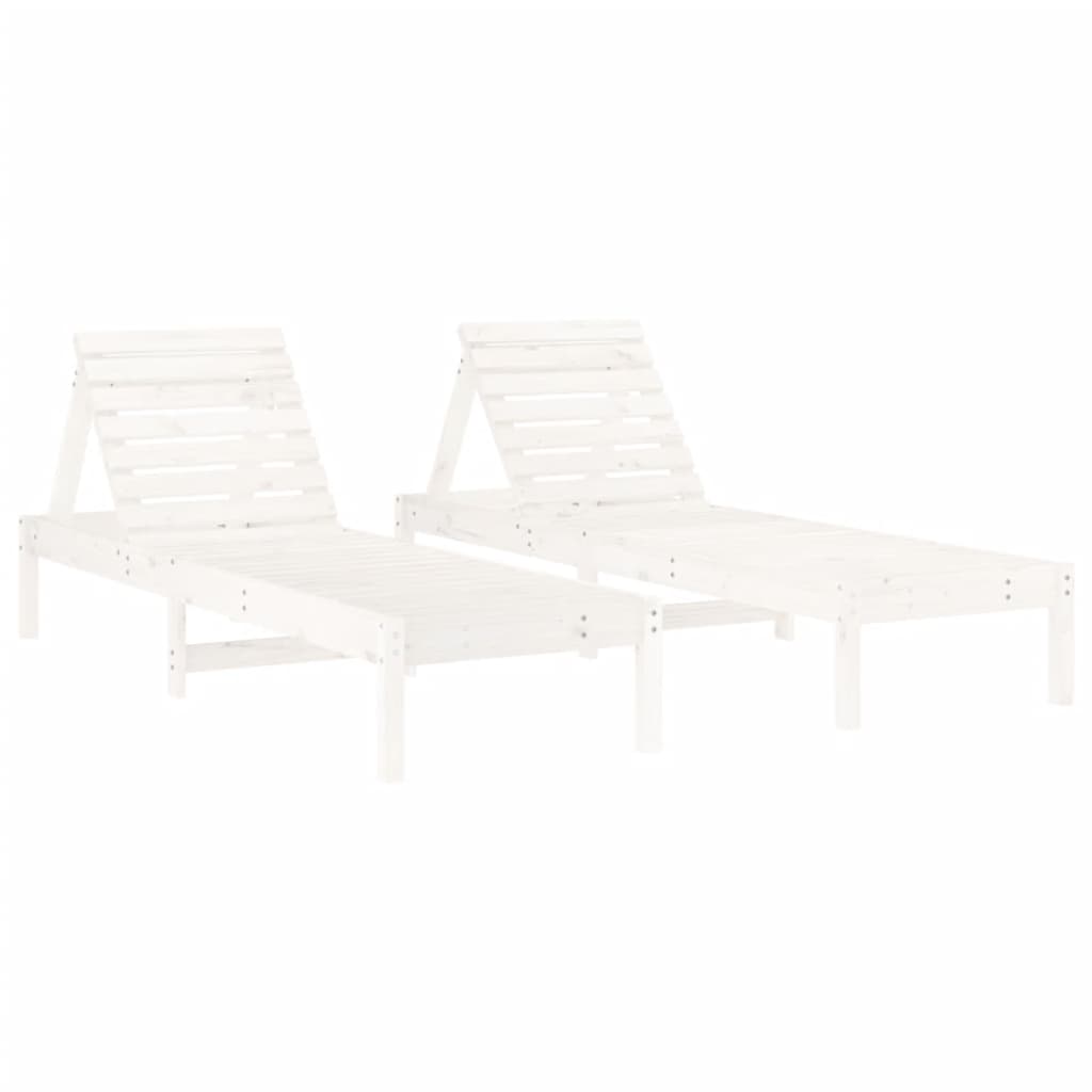Chaises longues 2 pcs blanc 199,5x60x74 cm bois massif de pin