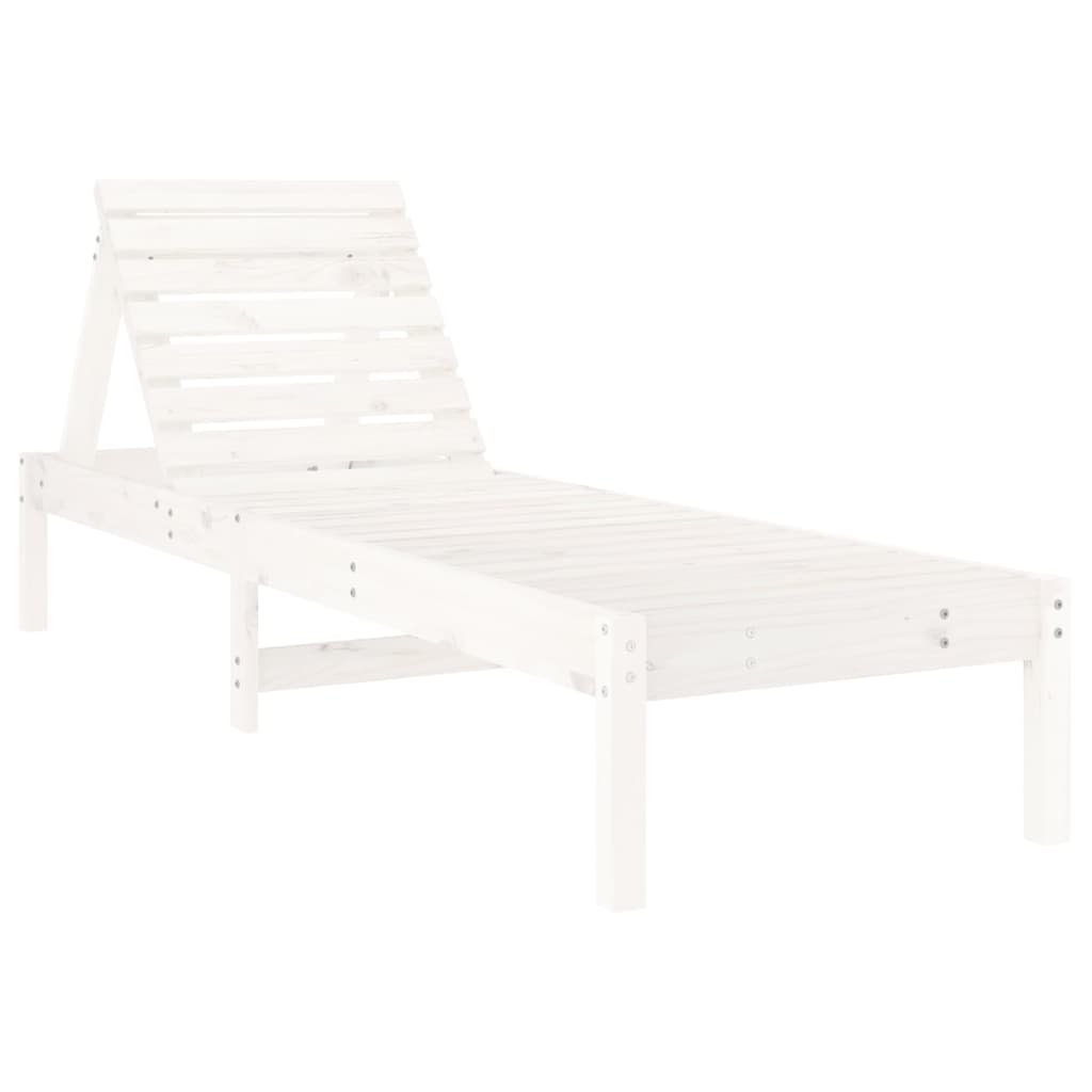 Long chairs 2 pcs white 199.5x60x74 cm solid pine wood