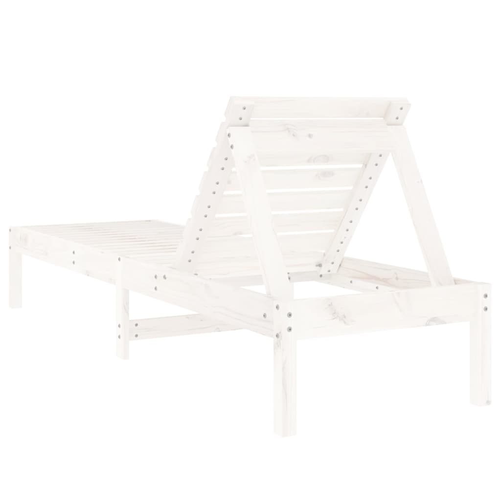 Long chairs 2 pcs white 199.5x60x74 cm solid pine wood