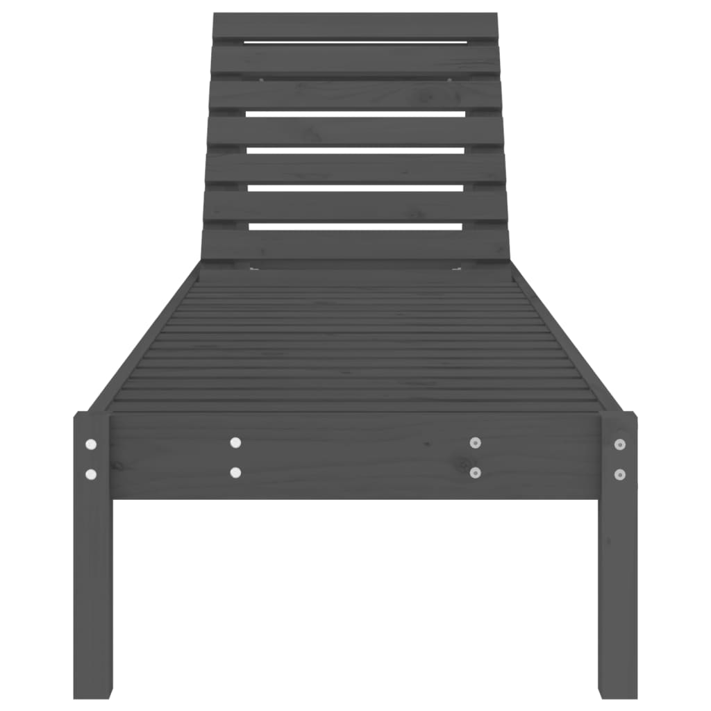 Gray long chair 199.5x60x74 cm solid pine wood