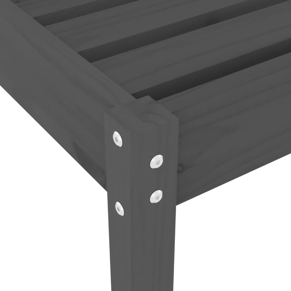 Grauer langer Stuhl 199,5x60x74 cm Festkieferholz Holz