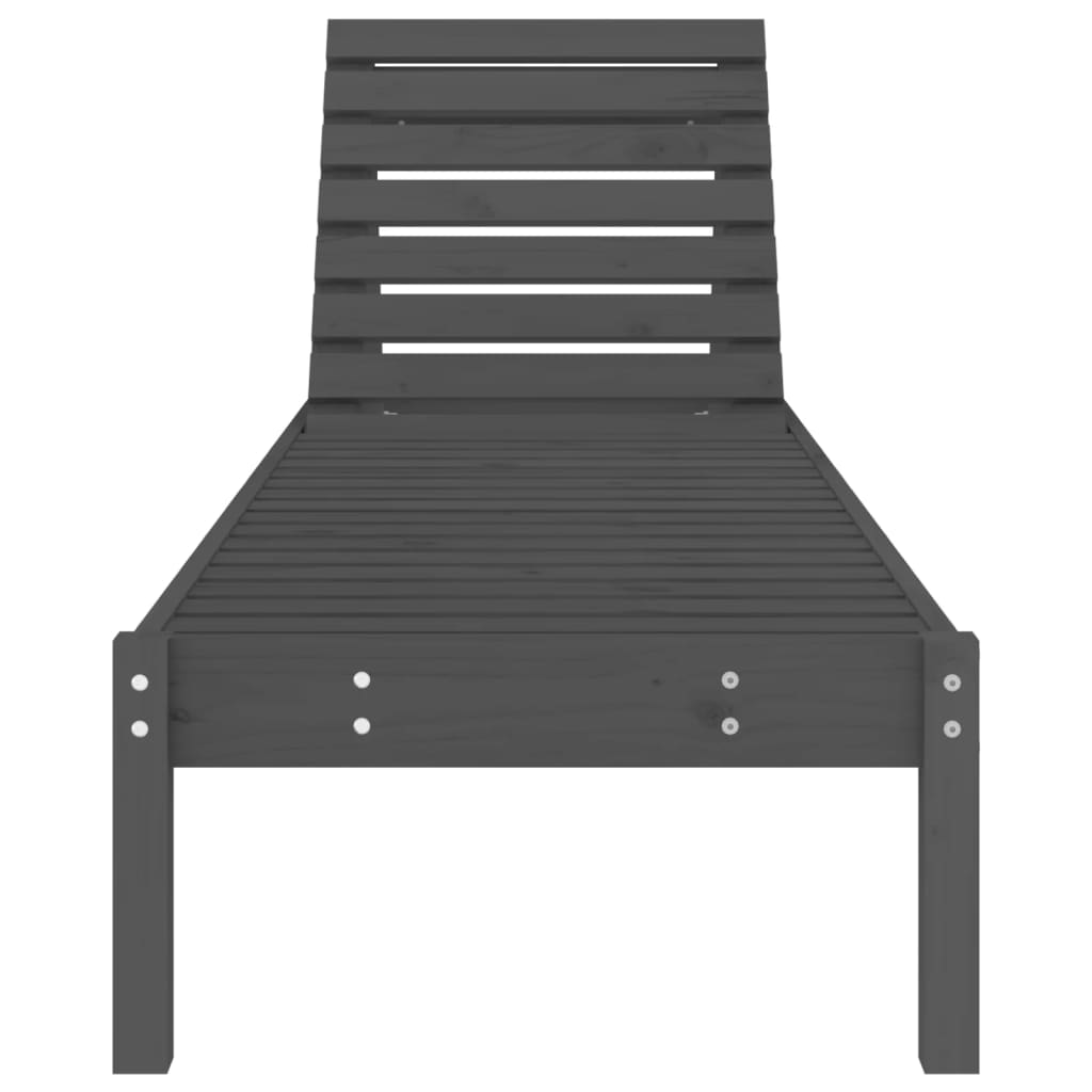 Long chairs 2 pcs gray 199.5x60x74 cm solid pine wood