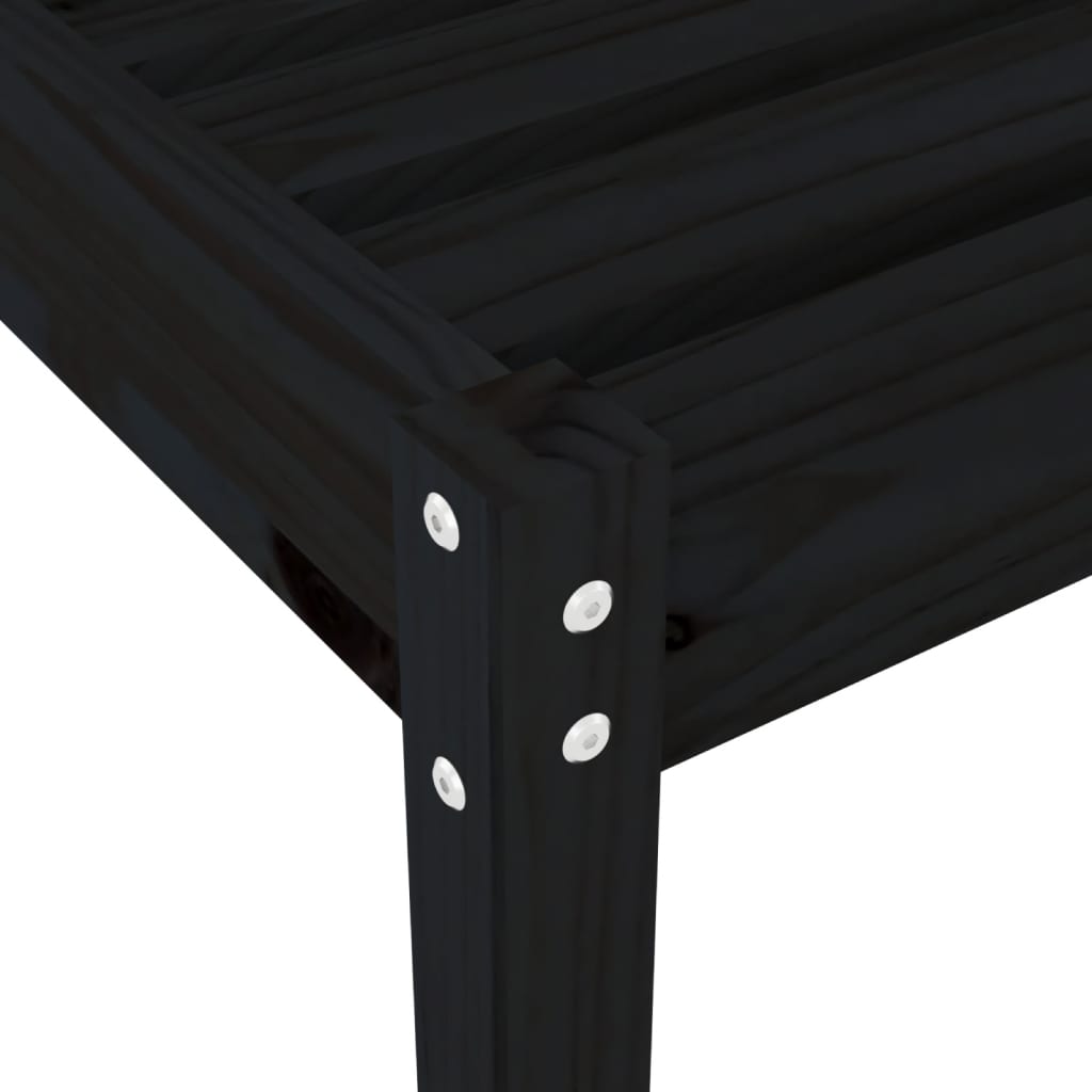 Black long chair 199.5x60x74 cm solid pine wood