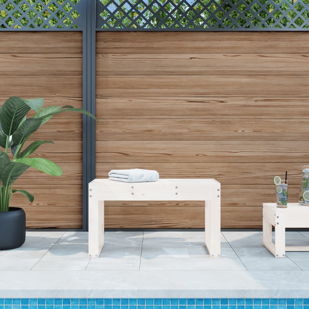 White garden bench 80x38x45 cm solid pine wood