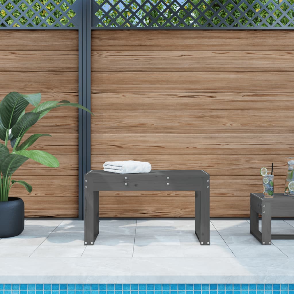 Gray garden bench 80x38x45 cm solid pine wood