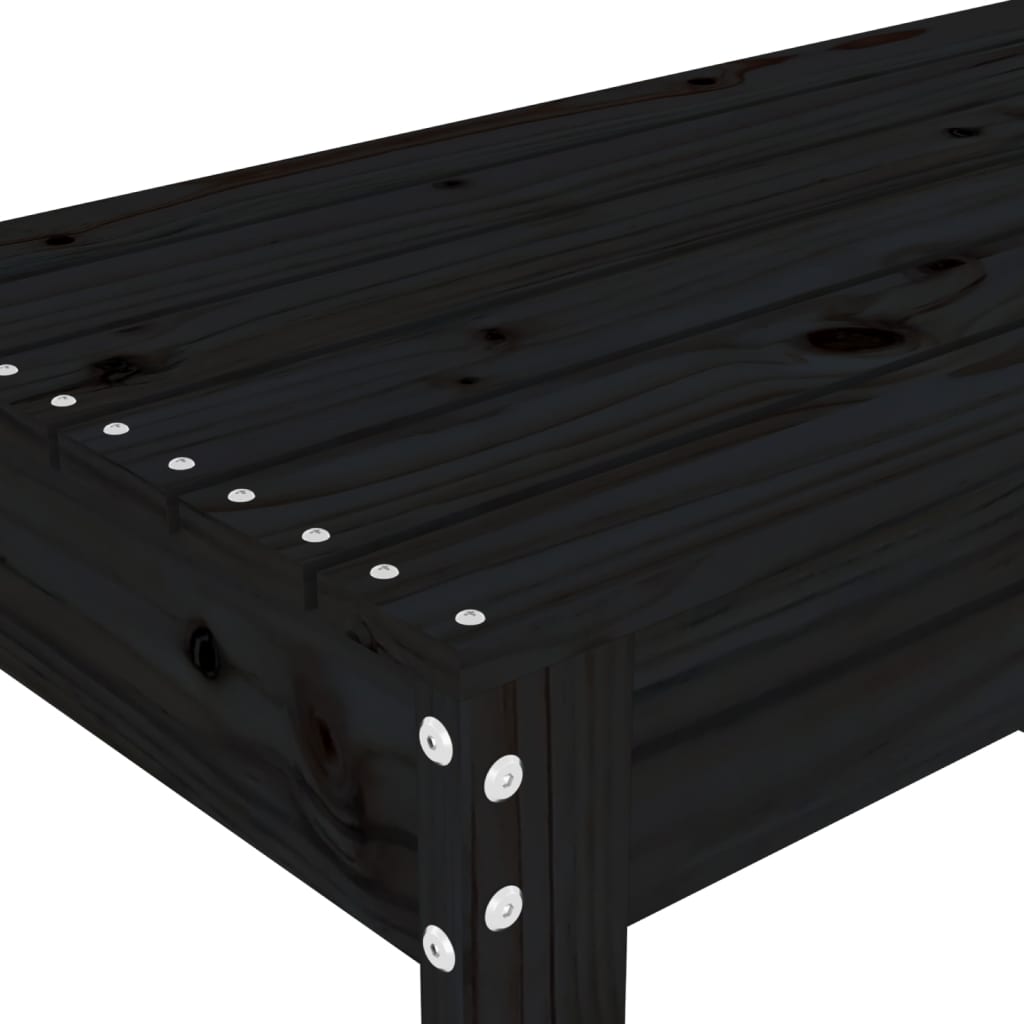 Black garden bench 80x38x45 cm solid pine wood