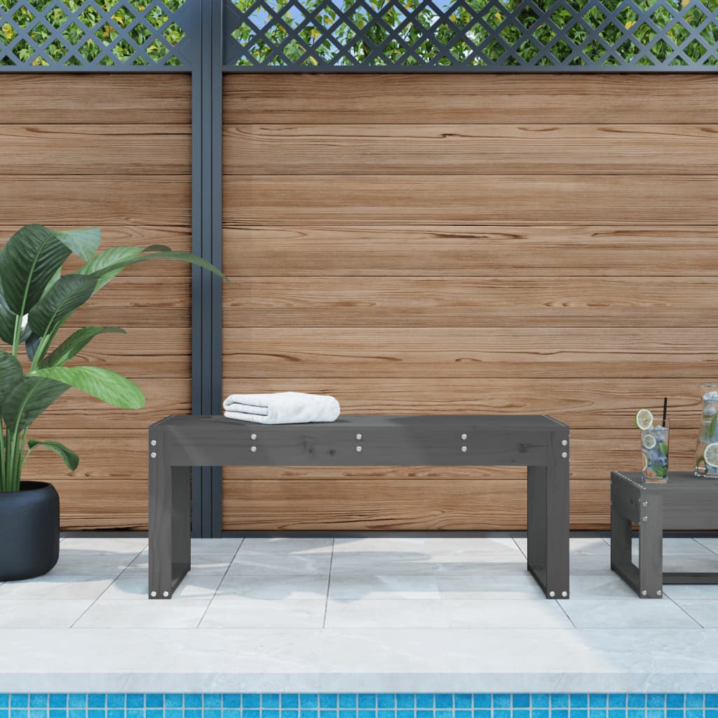 Gray garden bench 110x38x45 cm Solid pine wood