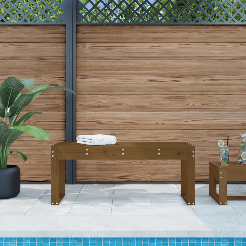 Honey brown garden bench 110x38x45 cm solid pine wood