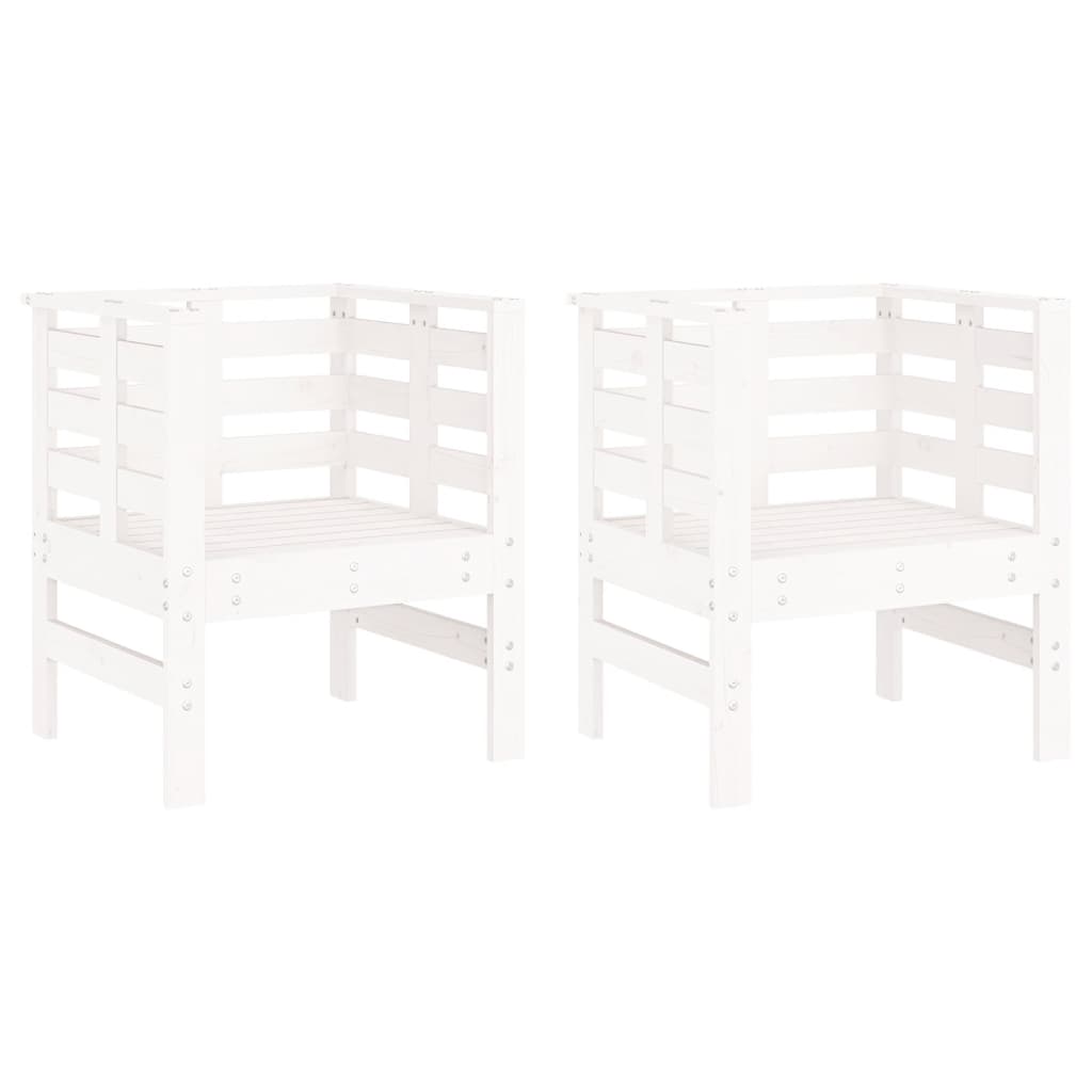 Chaises de jardin lot de 2 blanc 61,5x53x71 cm bois pin massif