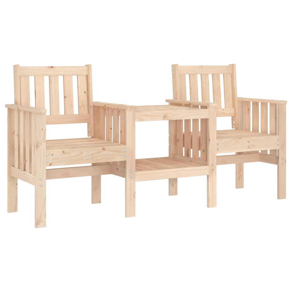 Panchina da giardino con tavolo in legno di pino solido da 2 sedili