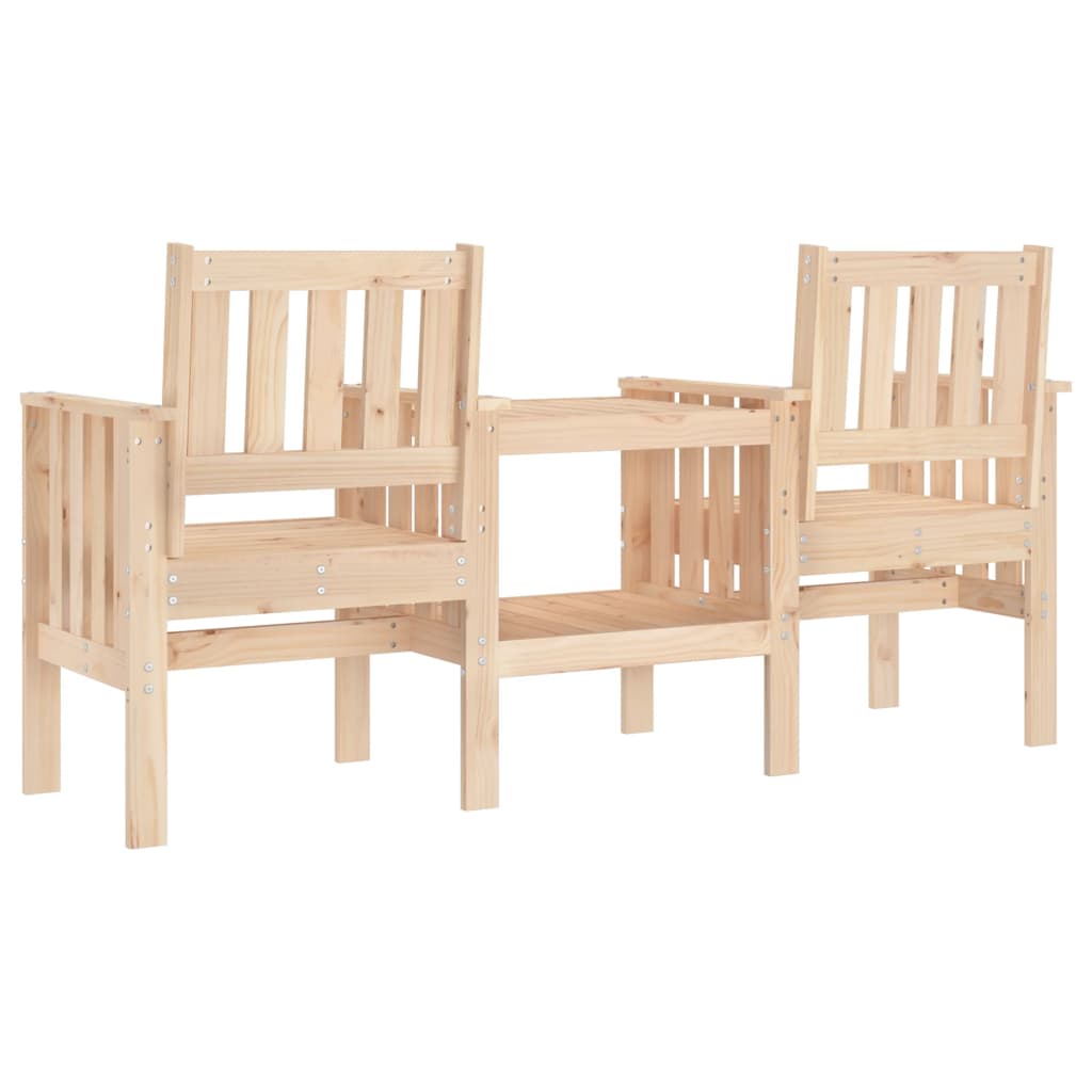 Garden bench with 2 -seat solid pine wood table