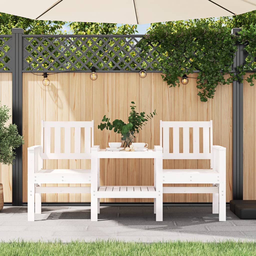 Panca da giardino con tavolo a 2 posti in legno massello di pino bianco