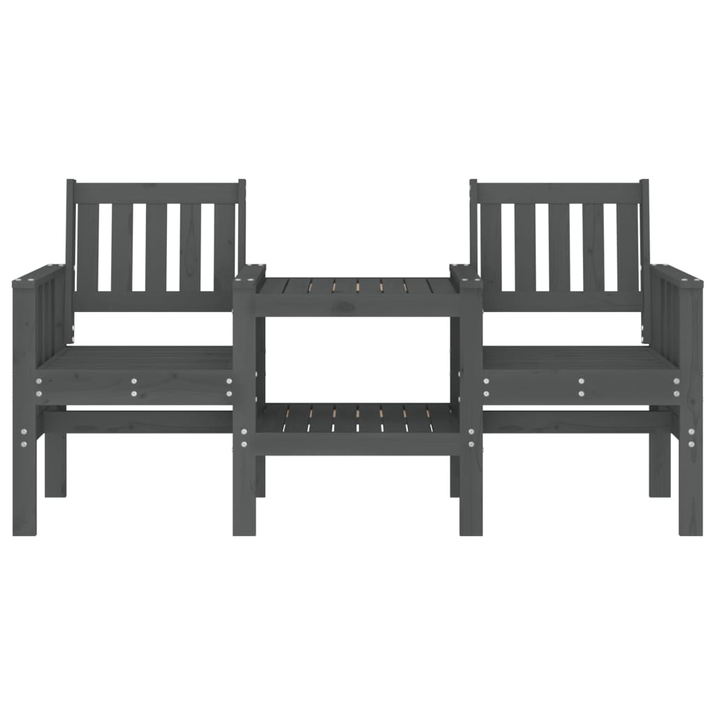 Garden bench with 2 -seater Gray Solid Wood Pine Wood