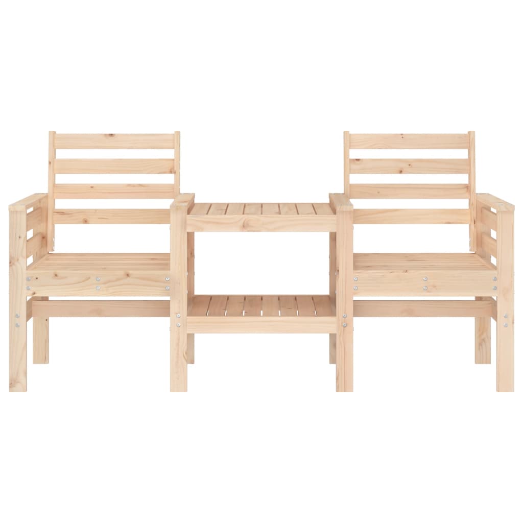 Garden bench with 2 -seat solid pine wood table