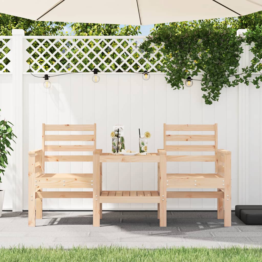 Panca da giardino con tavolo a 2 posti in legno massello di pino