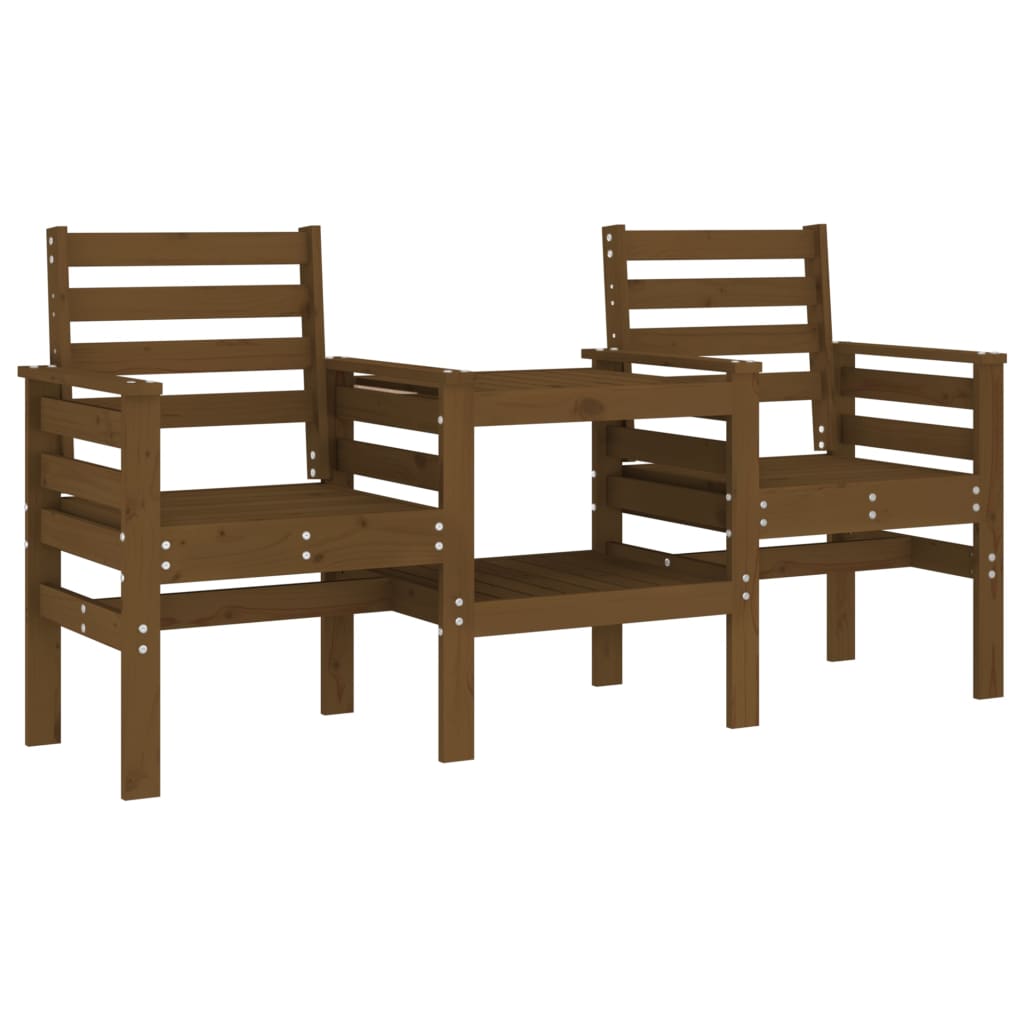Panca da giardino con tavolo 2 luoghi in legno di pino solido miele marrone