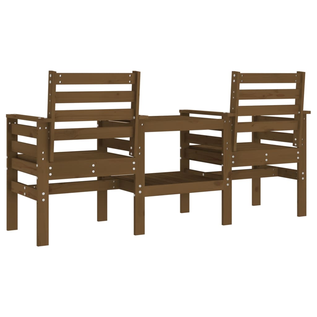 Banc de jardin avec table 2 places brun miel bois massif de pin
