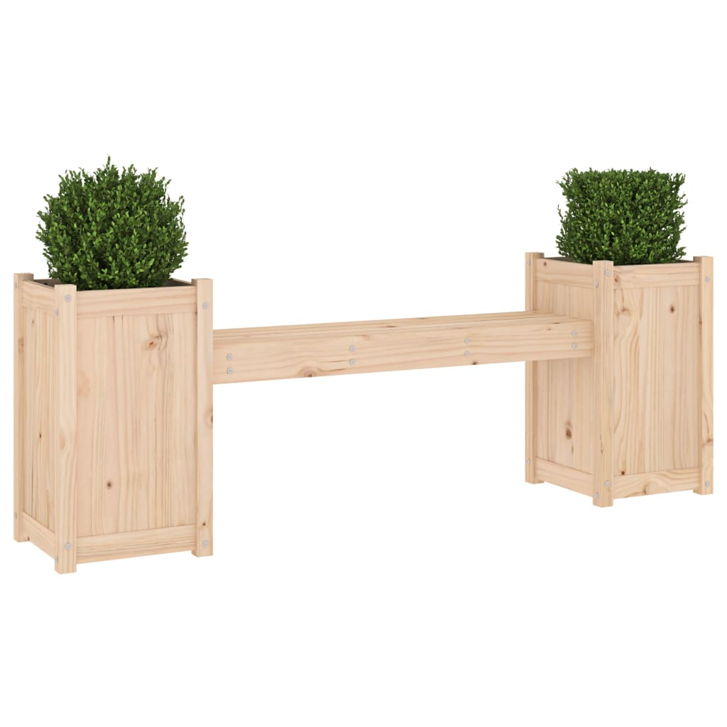 Bench with planters 180x36x63 cm solid pine wood