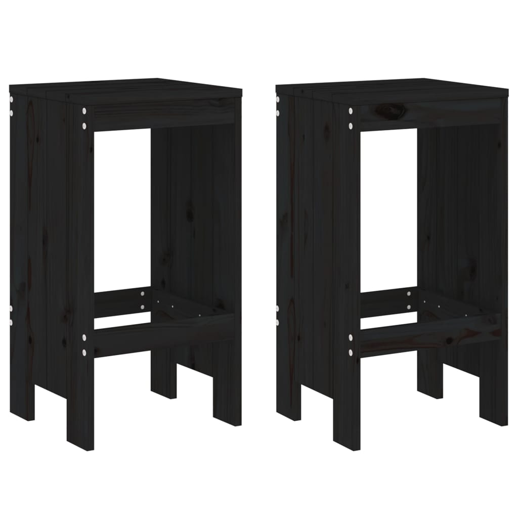 Bar stools 2 pcs black 40x36x75 cm solid pine wood