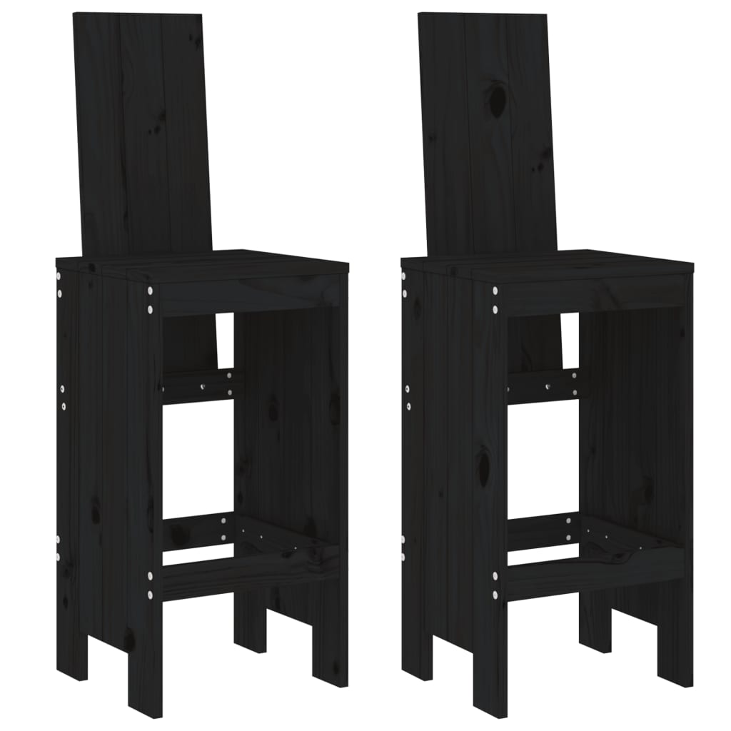 Bar stools 2 pcs black 40x42x120 cm solid pine wood
