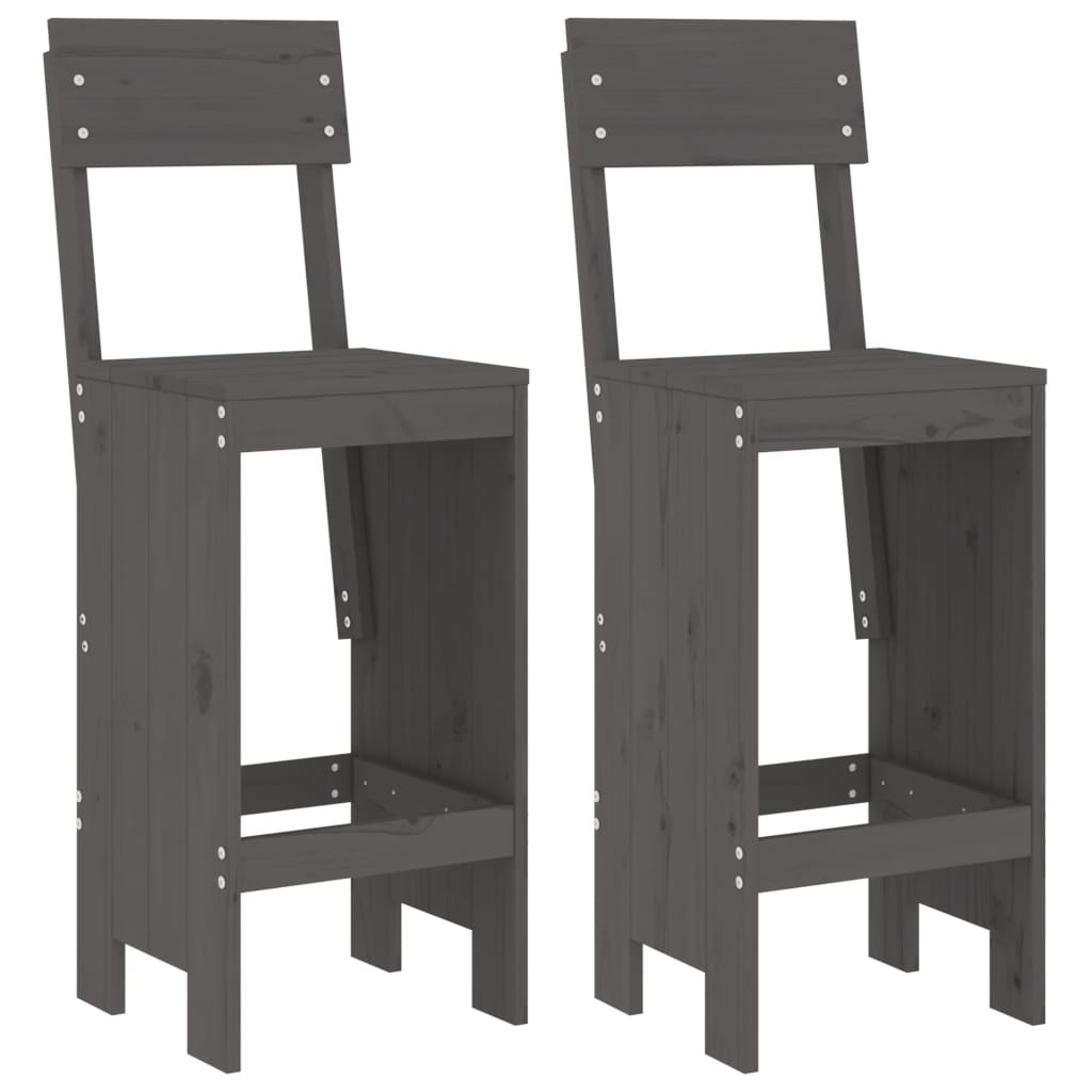2 pcs gray bar stools 40x48,5x115.5 cm solid pine wood