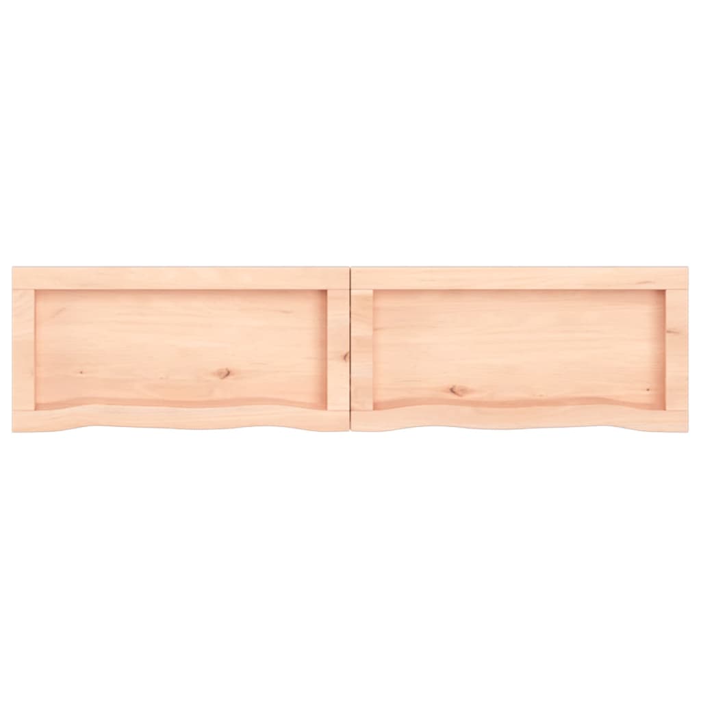 Mensola da parete 120x30x(2-4) cm in legno massello di rovere non trattato