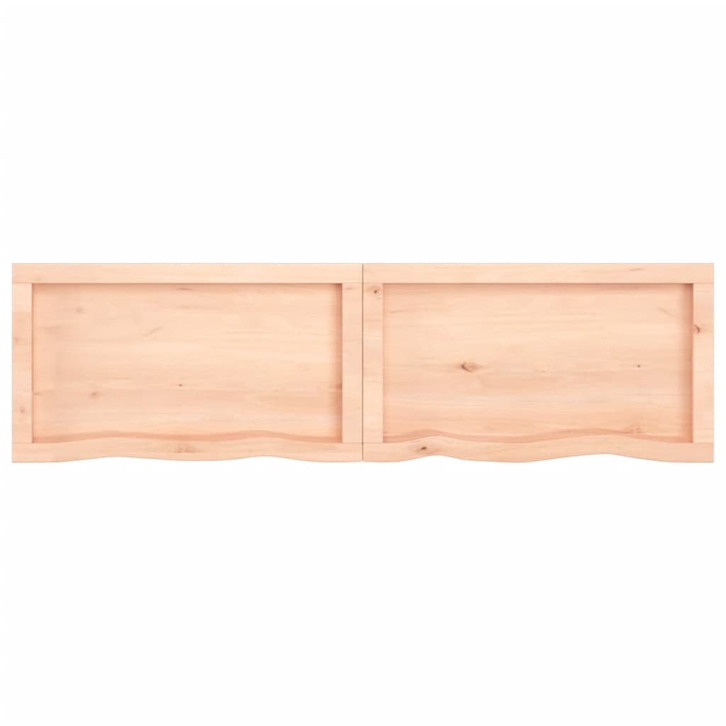 Mensola a muro 140x40x(2-4) cm in legno massello di rovere non trattato