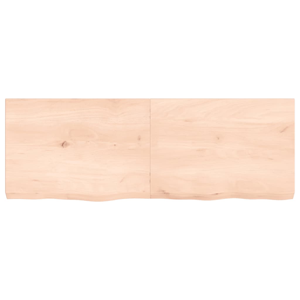 Mensola a muro 140x50x(2-6) cm in legno massello di rovere non trattato