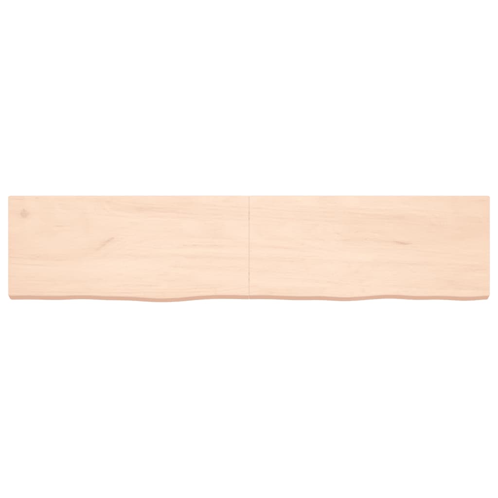 Mensola a muro 180x40x(2-6) cm in legno massello di rovere non trattato