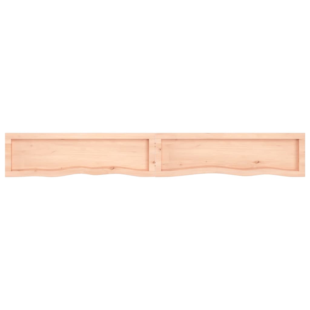 Mensola a muro 200x30x(2-4) cm in legno massello di rovere non trattato