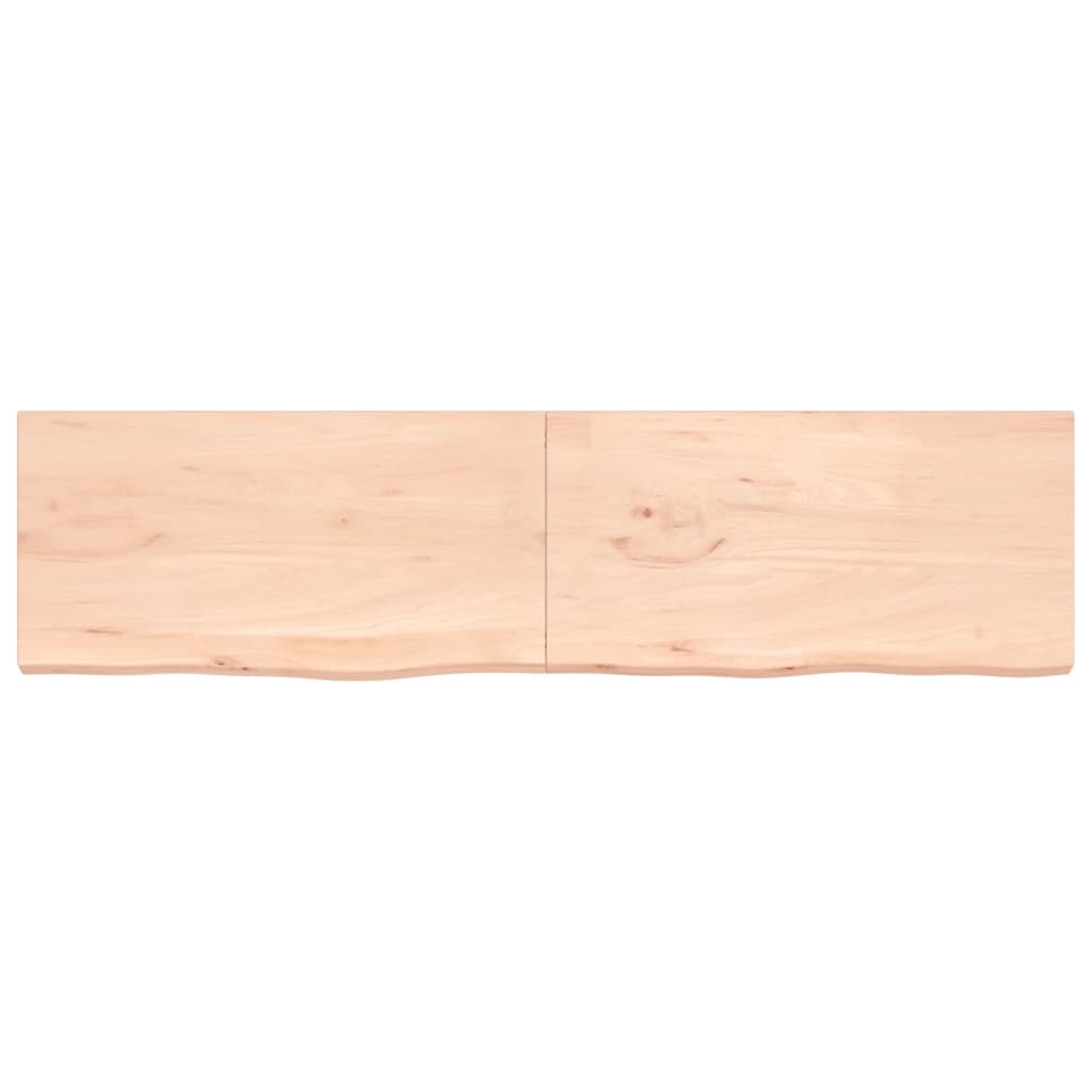 Mensola a muro 200x50x(2-4) cm in legno massello di rovere non trattato