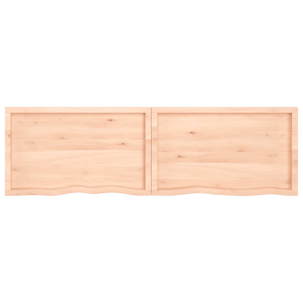 Mensola a muro 200x60x(2-4) cm in legno massello di rovere non trattato