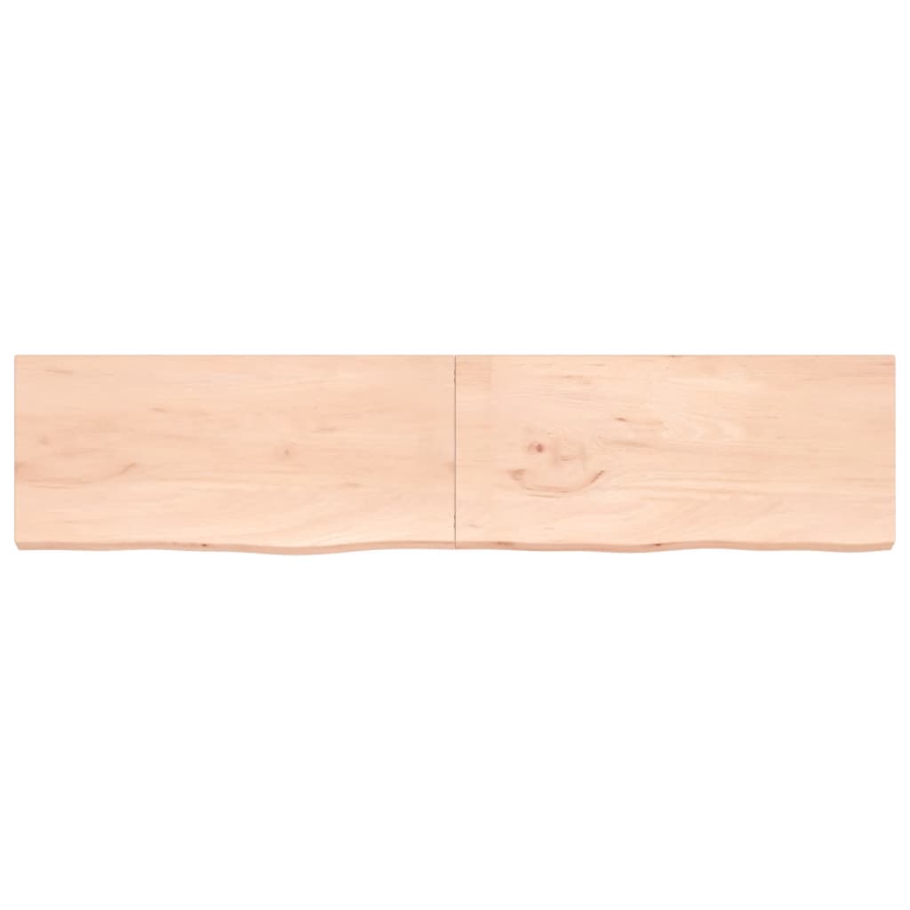 Mensola a muro 220x50x(2-4) cm in legno massello di rovere non trattato