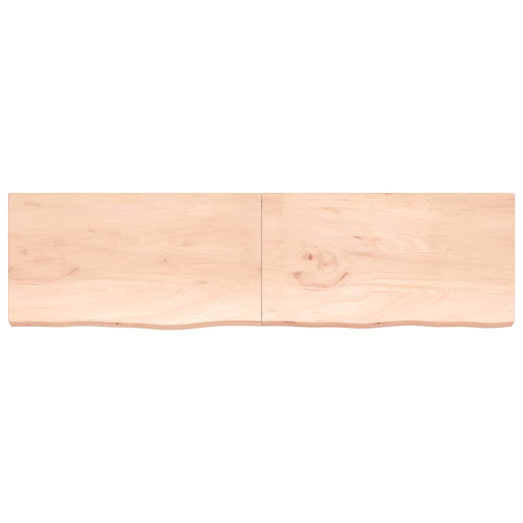 Mensola a muro 220x60x(2-6) cm in legno massello di rovere non trattato