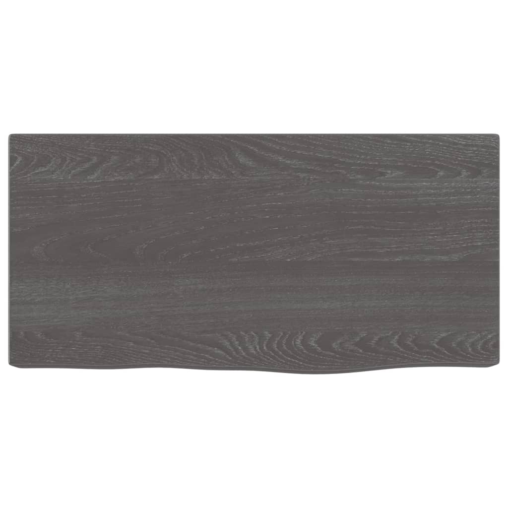 Dark brown wall shelf 40x20x6 cm Massive oak wood treated