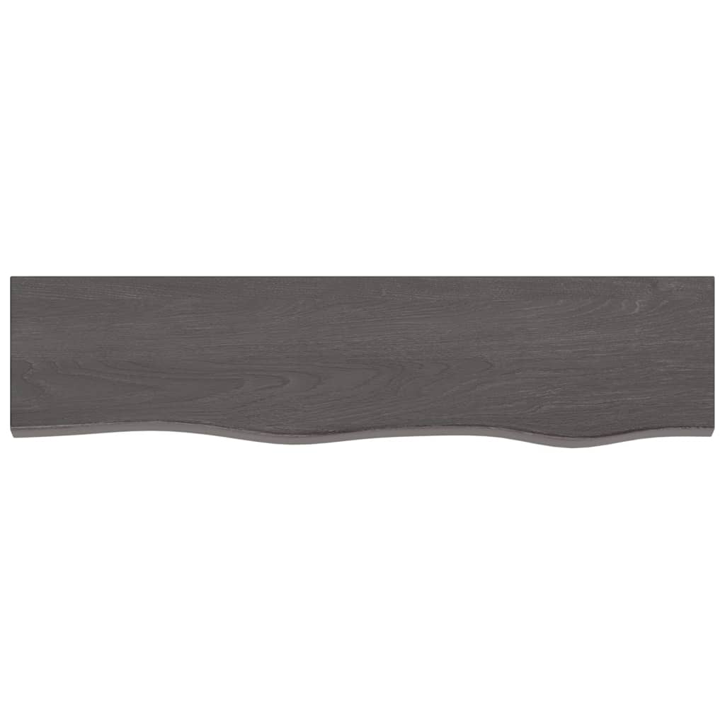 Dark brown wall shelf 80x20x4 cm solid oak wood treated