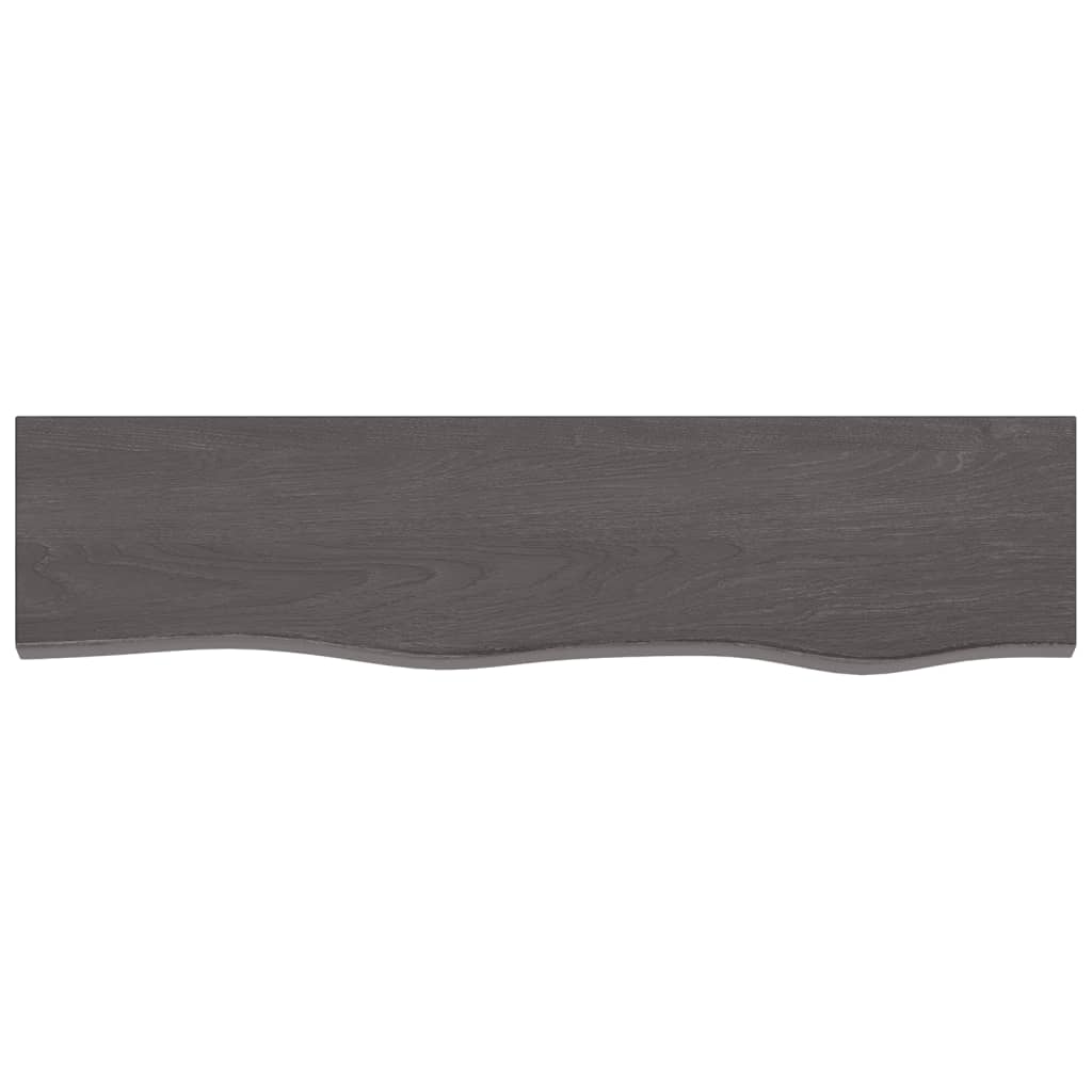 Dark brown wall shelf 80x20x6 cm Massive oak wood treated