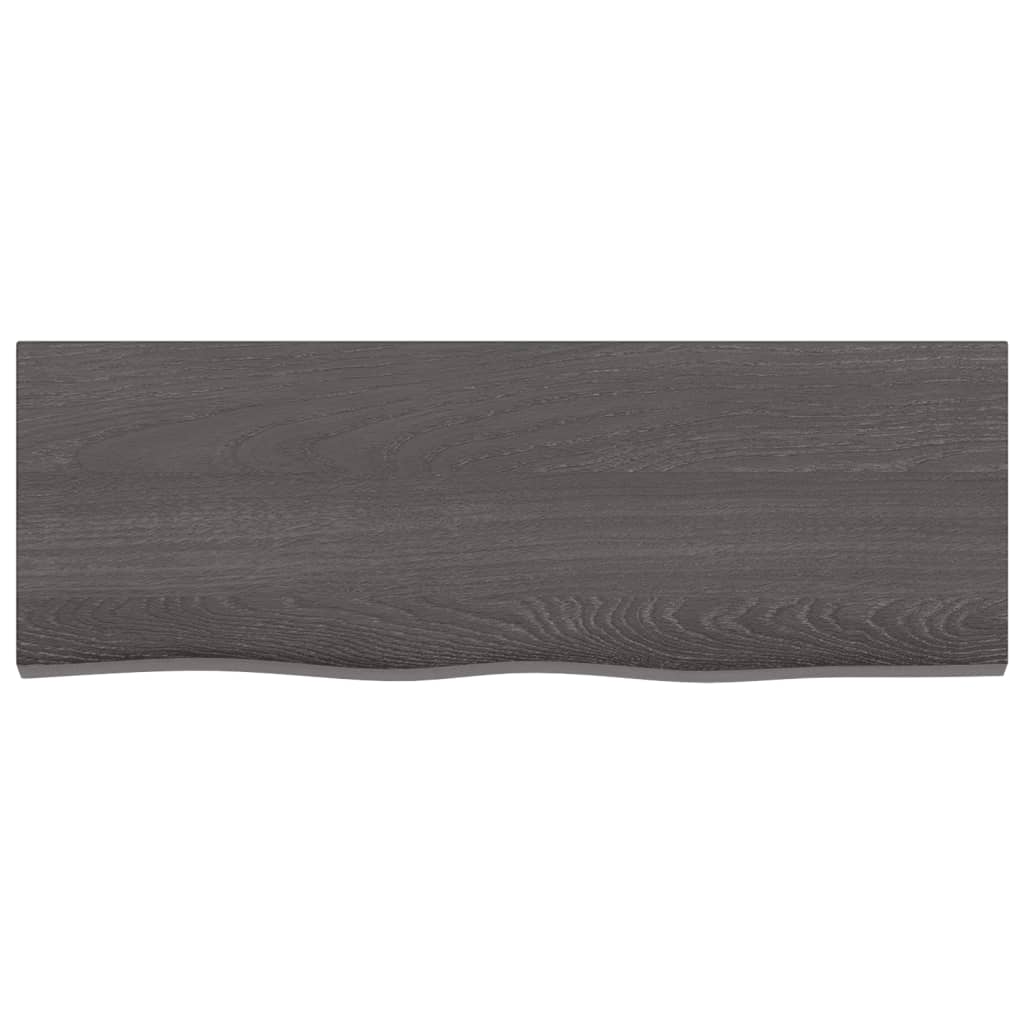Dark brown wall shelf 80x30x2 cm Massive oak wood treated