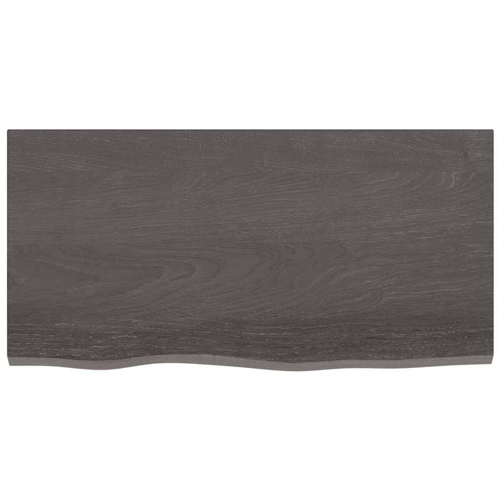 Dark brown wall shelf 80x40x2 cm Massive oak wood treated