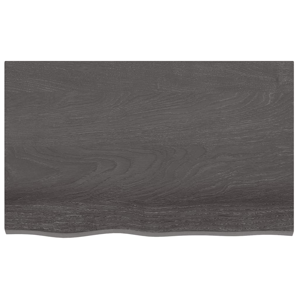 Dark brown wall shelf 80x50x2 cm Massive oak wood treated