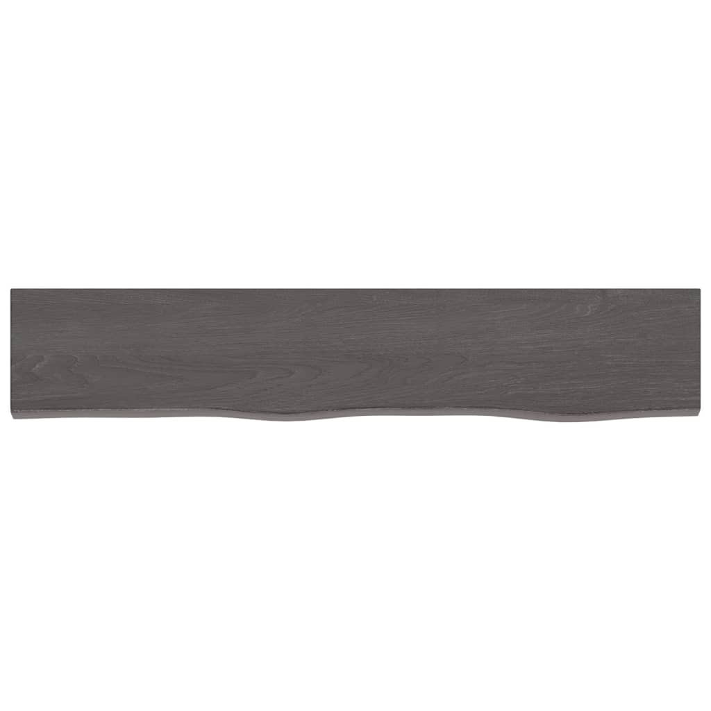 Dark brown wall shelf 100x20x4cm solid oak wood treated
