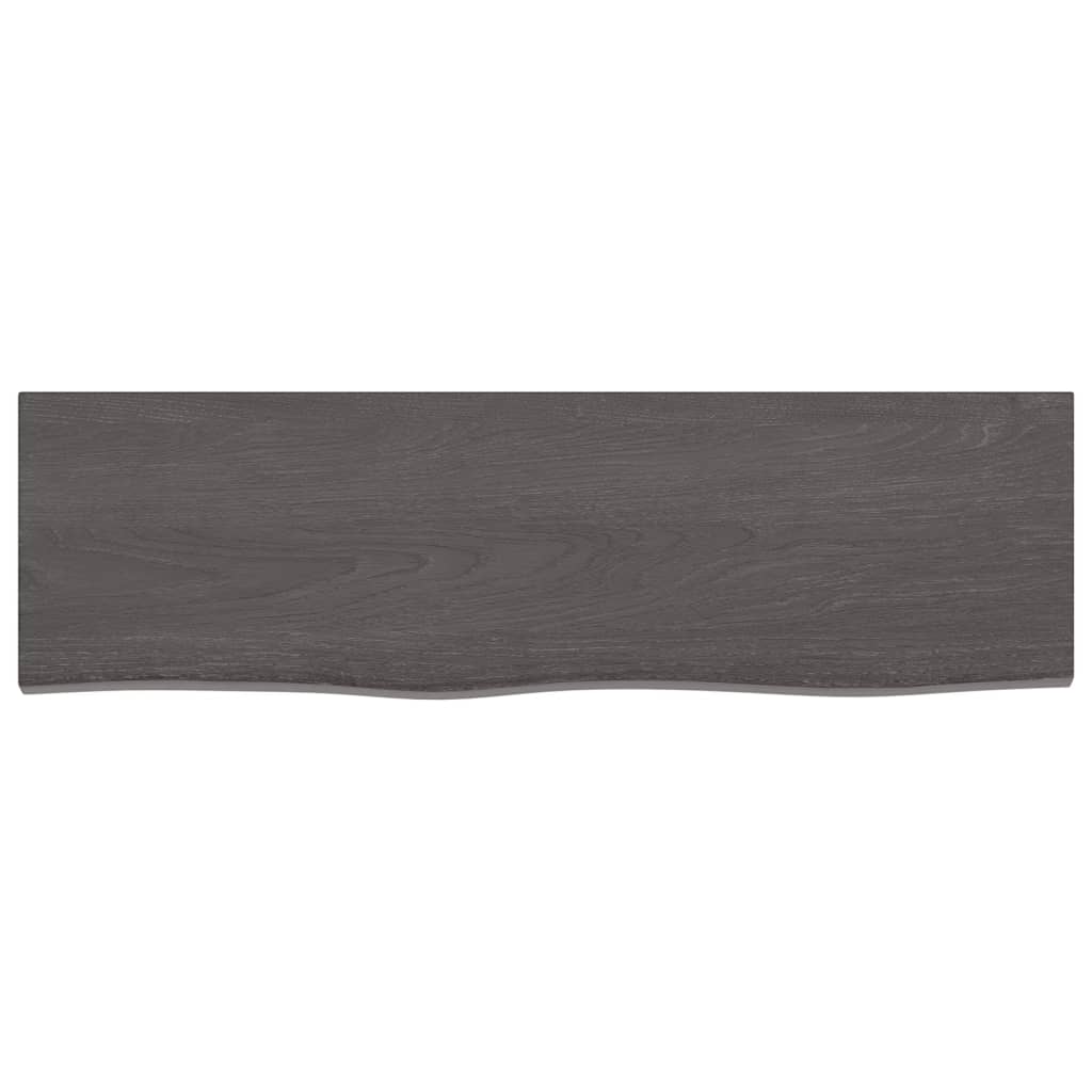 Dark brown wall shelf 100x30x2cm solid oak wood treated