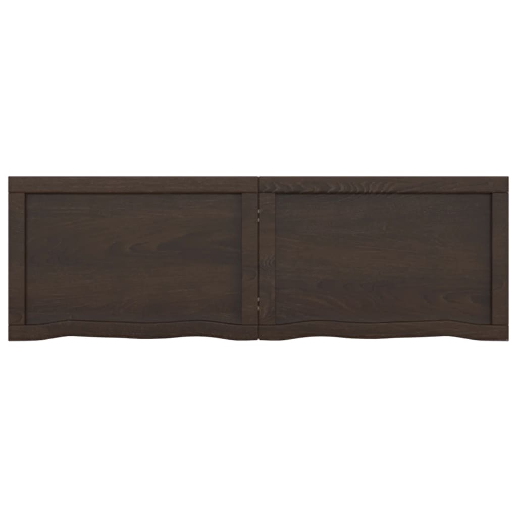 Dark brown wall shelf Wood solid oak treated