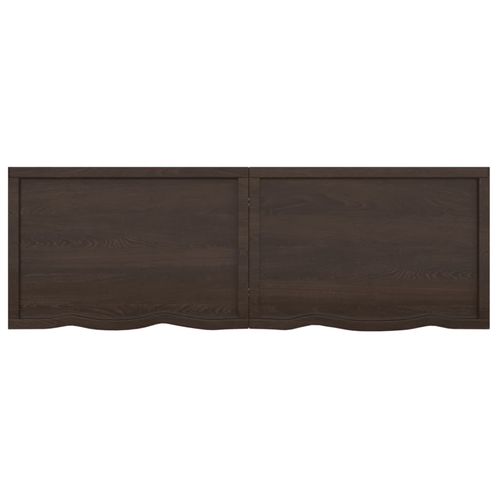 Dark brown wall shelf Wood solid oak treated