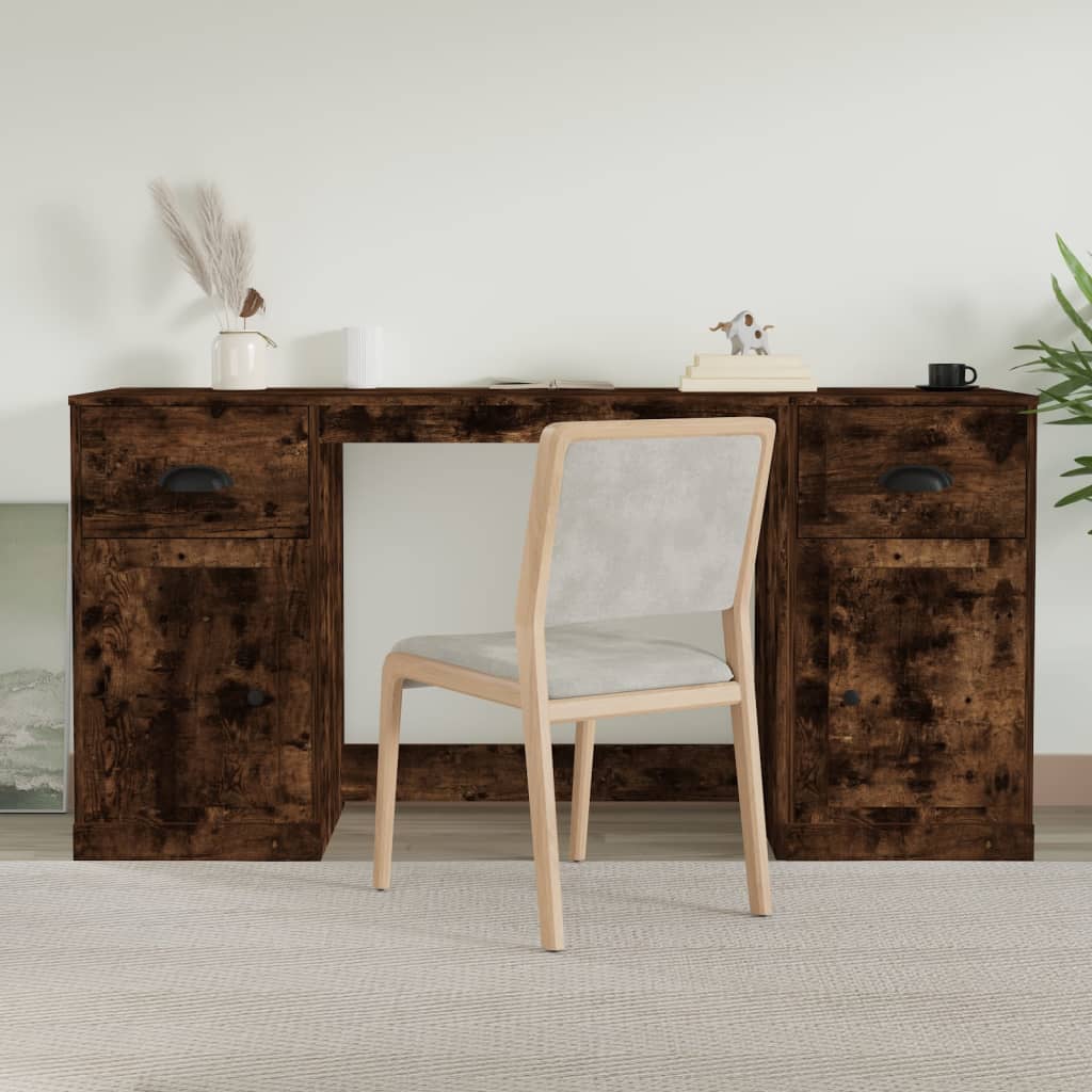 Office with smoked oak wardrobe engineering wood