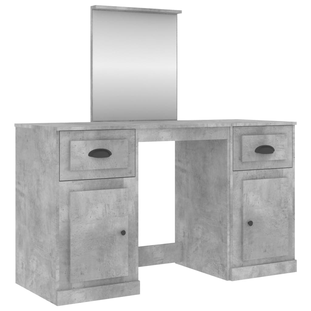 Parrucchiere con specchio in cemento grigio 130x50x132.5 cm