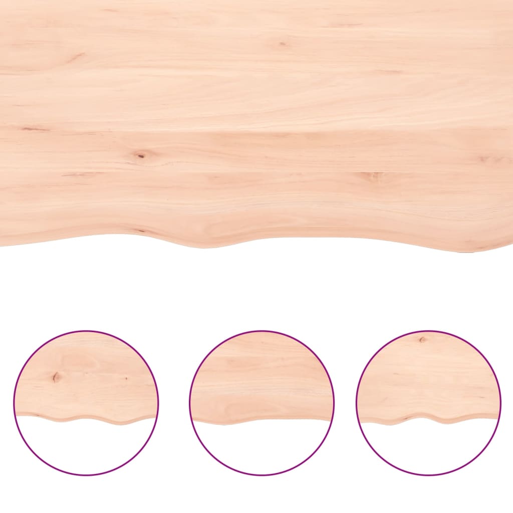 Piano tavolo 140x40x(2-6) cm in legno massello di rovere non trattato