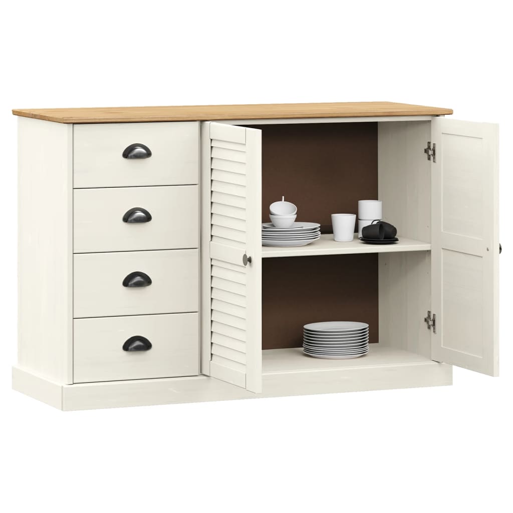 Buffet avec tiroirs VIGO 113x40x75 cm blanc bois massif de pin