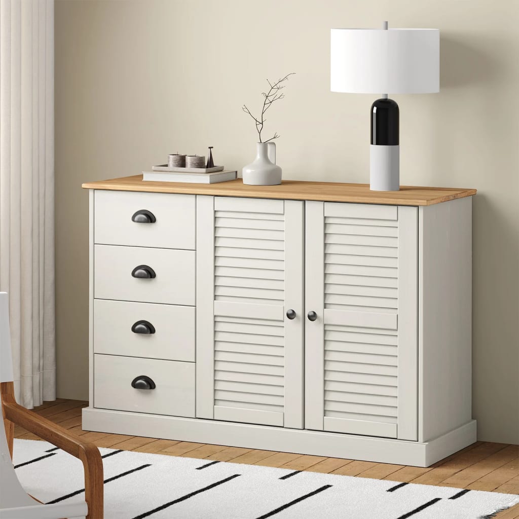 Credenza con cassetti VIGO 113x40x75 cm in legno massello di pino bianco